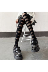 Kawaii Goth Zebra Pattern Tights