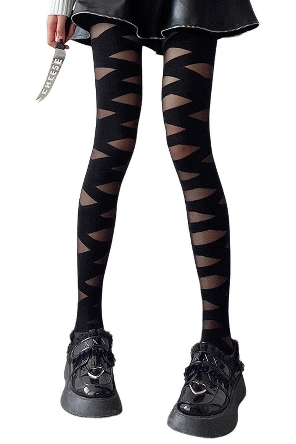 Kawaii Goth Zebra Pattern Tights