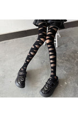 Kawaii Goth Zebra Pattern Tights