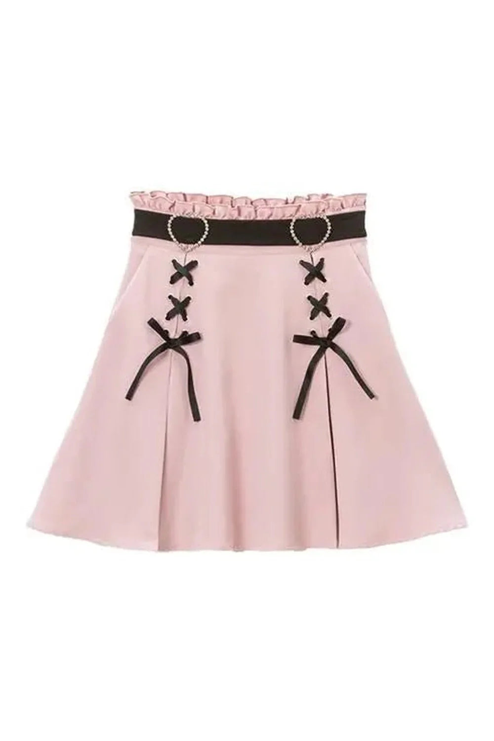 Jupe froncée à lacets Kawaii