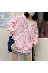 Fall Kawaii Pink Zip Up Hoodie