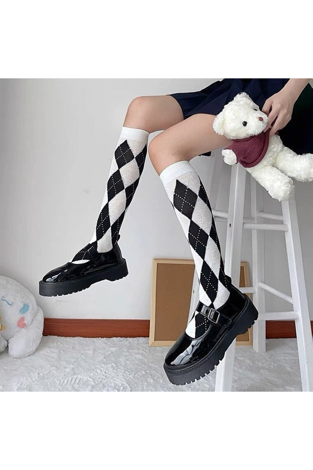 Kawaii Retro Cotton Knee High Socks