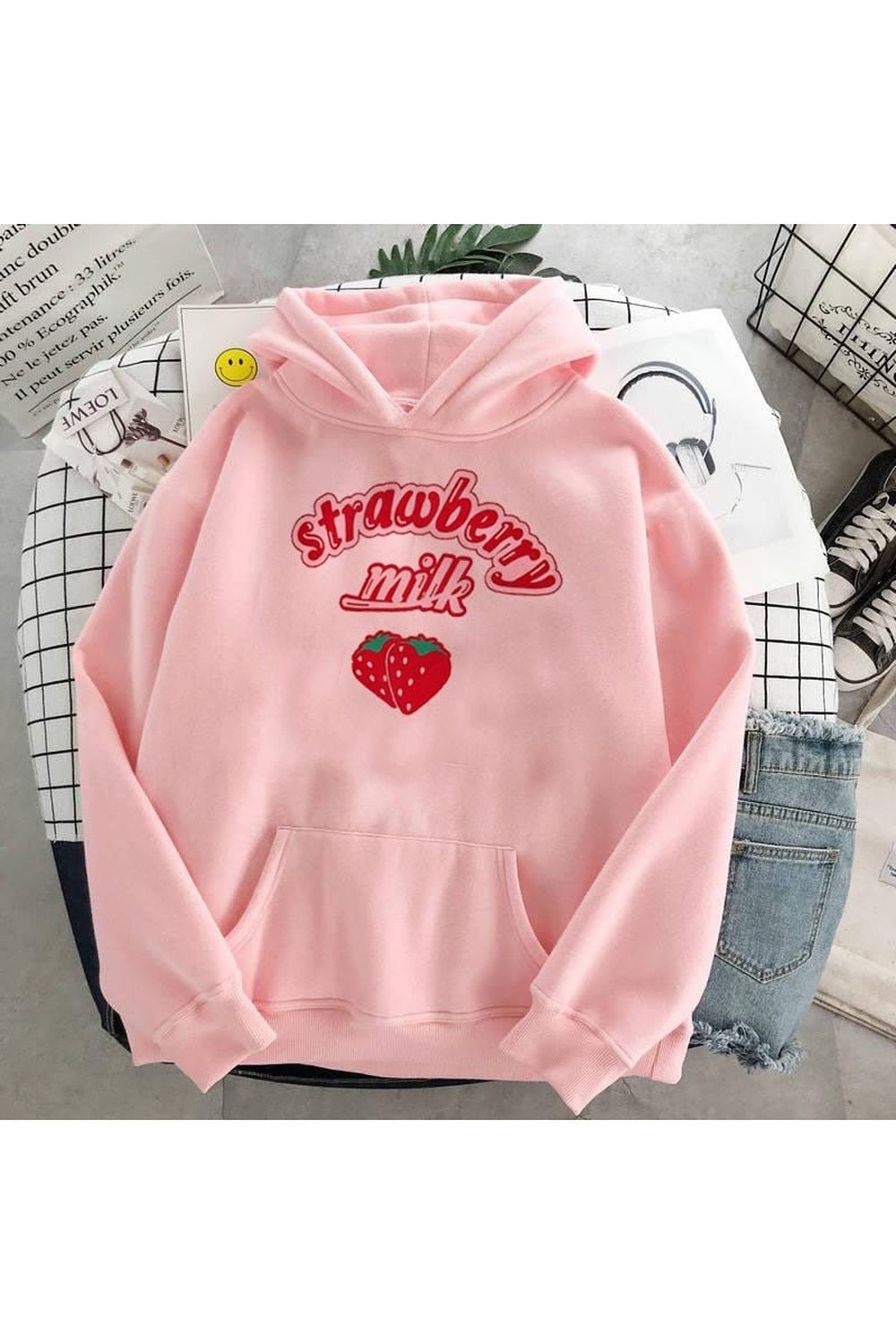 Fall Kawaii Strawberry Milk Hoodie