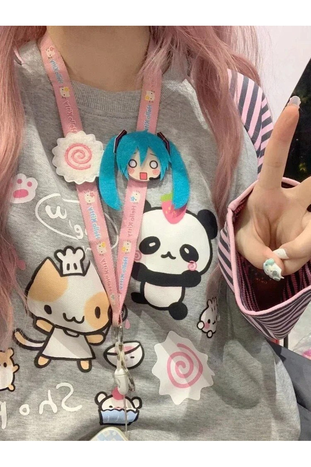 Fall Kawaii Striped Cartoon Hoodie