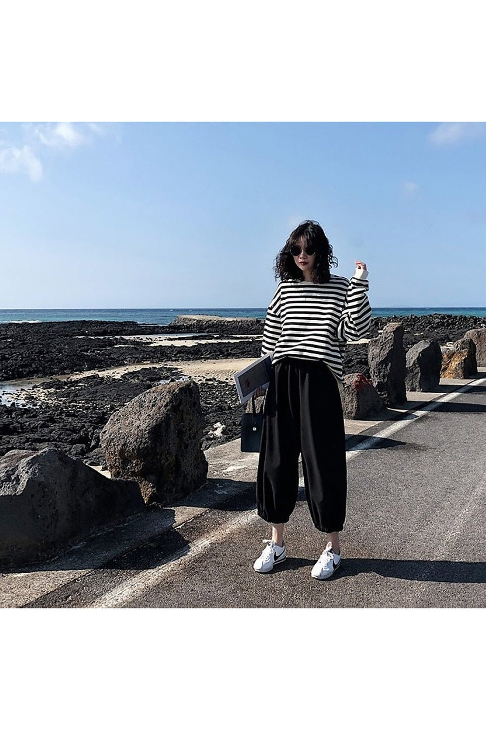 Kawaii Striped Cotton Sweatshirt