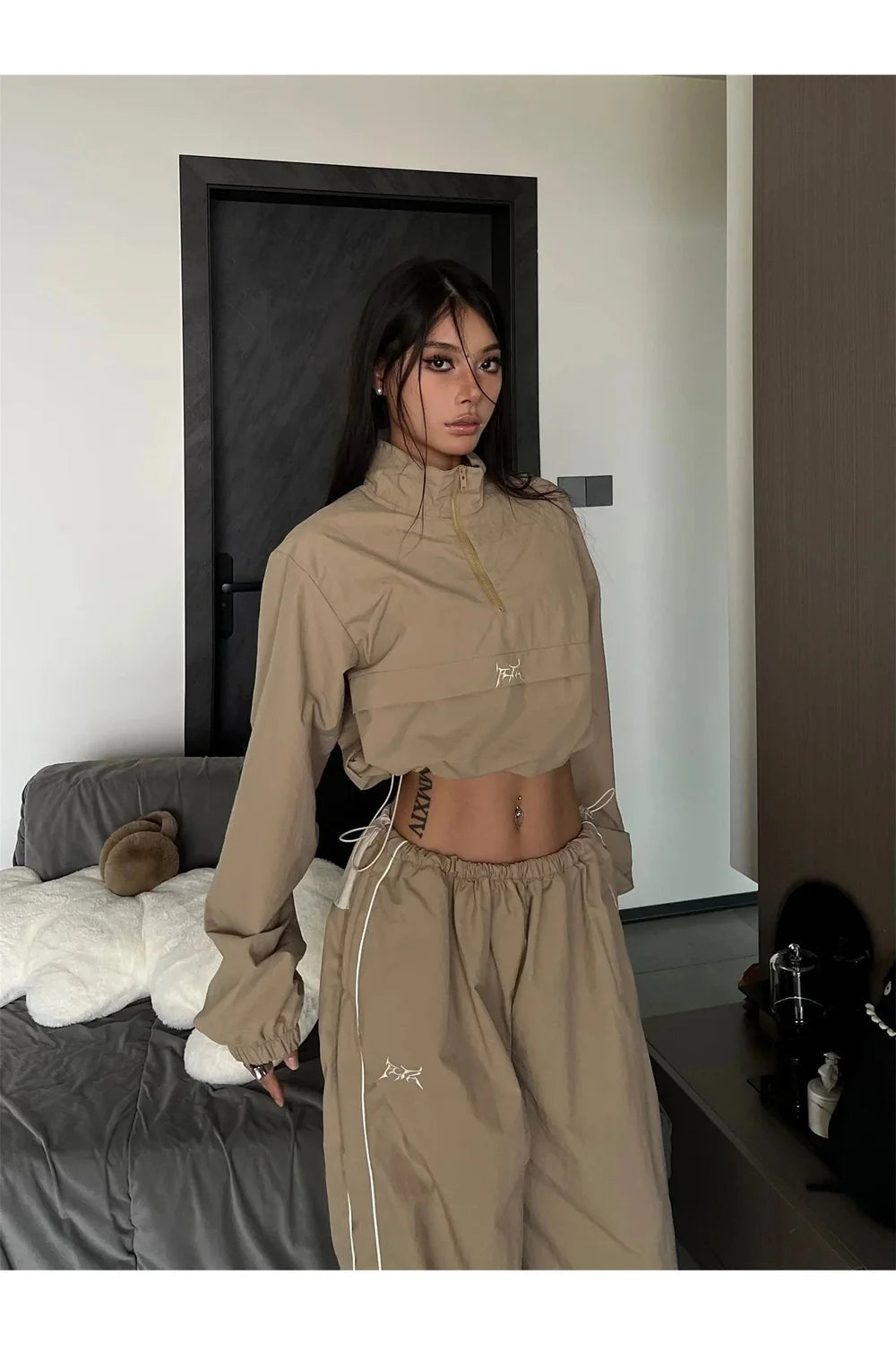 Khaki Pants Two Piece Set