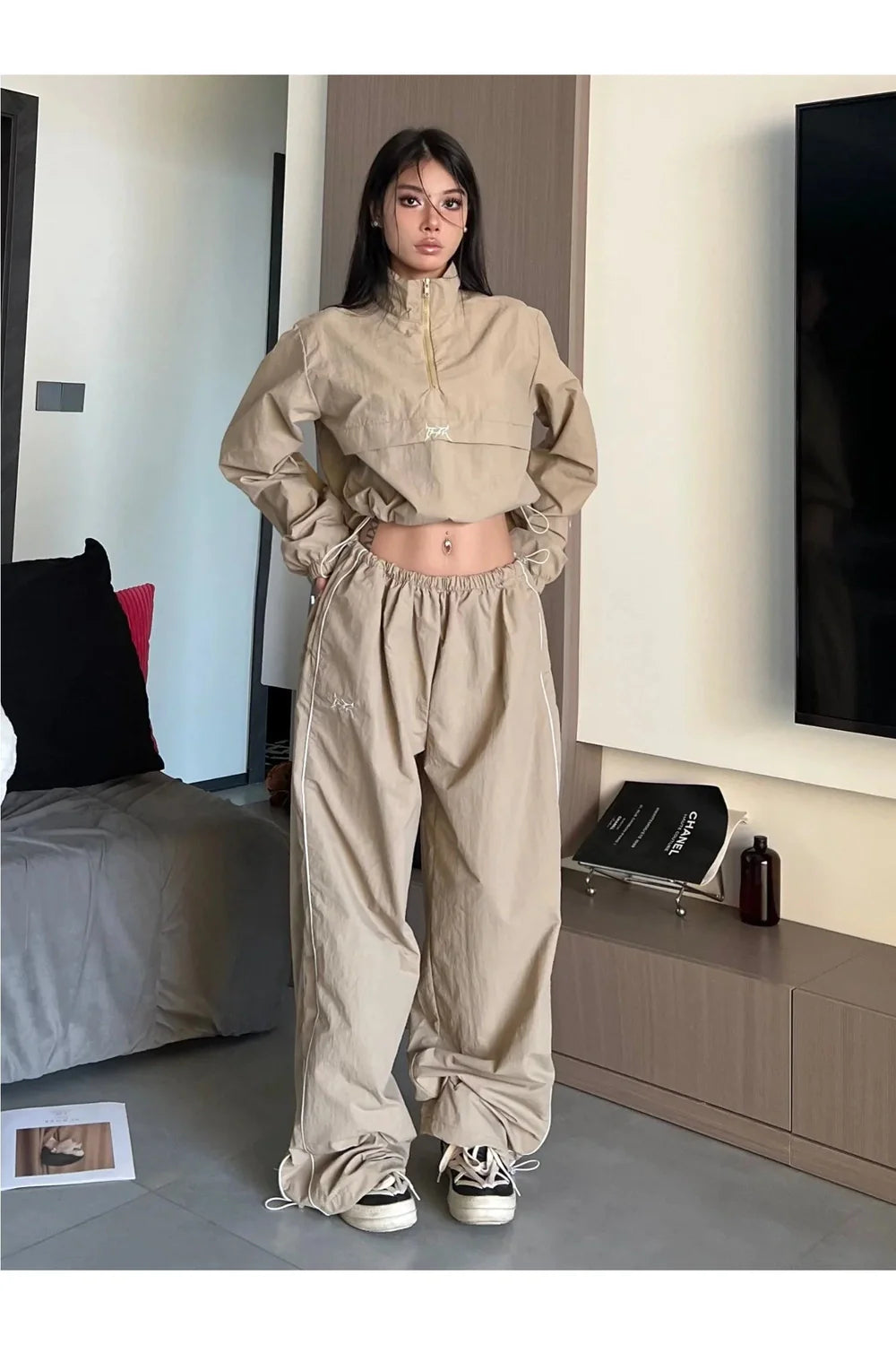 Khaki Pants Two Piece Set