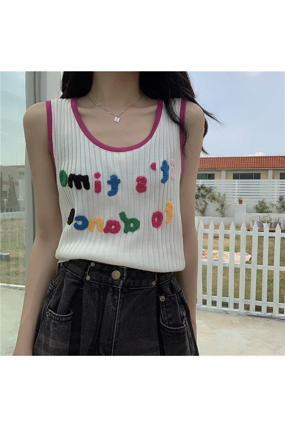 Kidcore Regenbogen-Crop-Top "IT'S TIME TO DANCE"