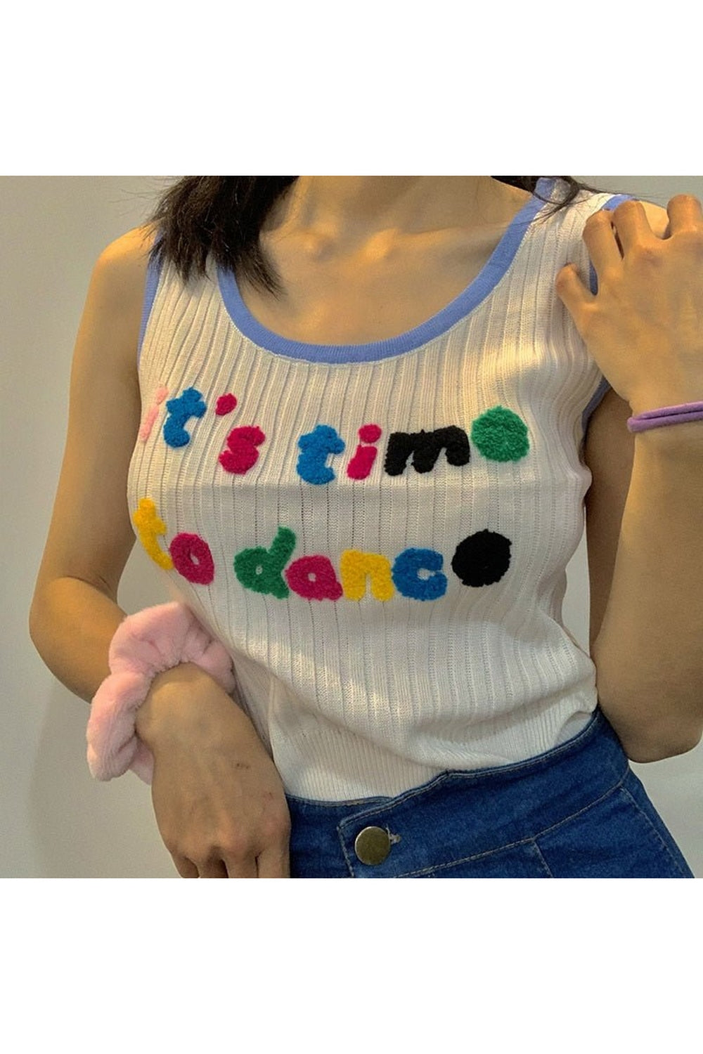 Kidcore Regenbogen-Crop-Top "IT'S TIME TO DANCE"