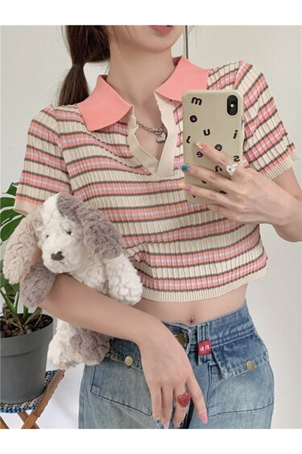 Knitted Short Sleeve Crop Top