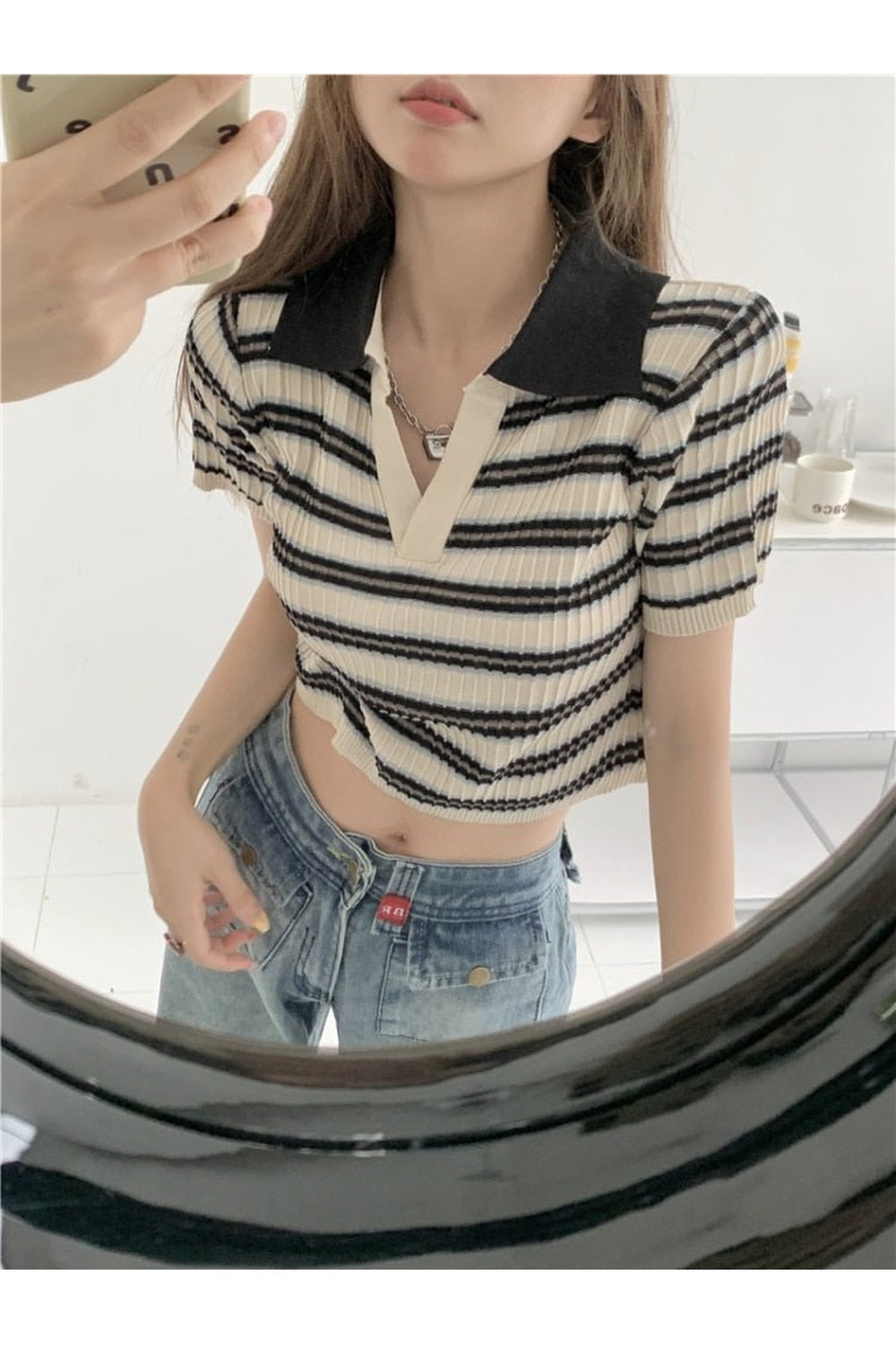 Knitted Short Sleeve Crop Top