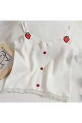 Knitted Strawberry Camisoles Crop Top