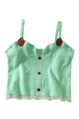 Knitted Strawberry Camisoles Crop Top