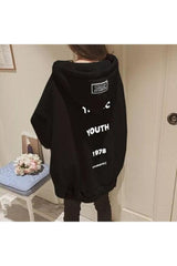 Fall Korean Back Print Zip Hoodie