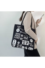 Korean Cartoon Canvas Shopping Bag