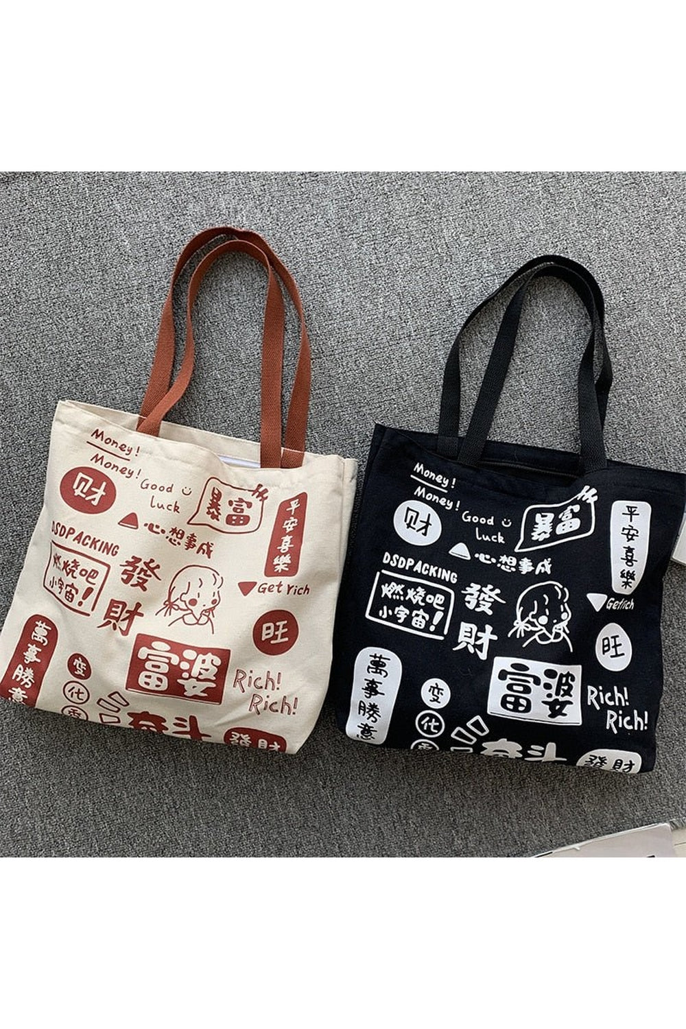 Korean Cartoon Canvas Shopping Bag