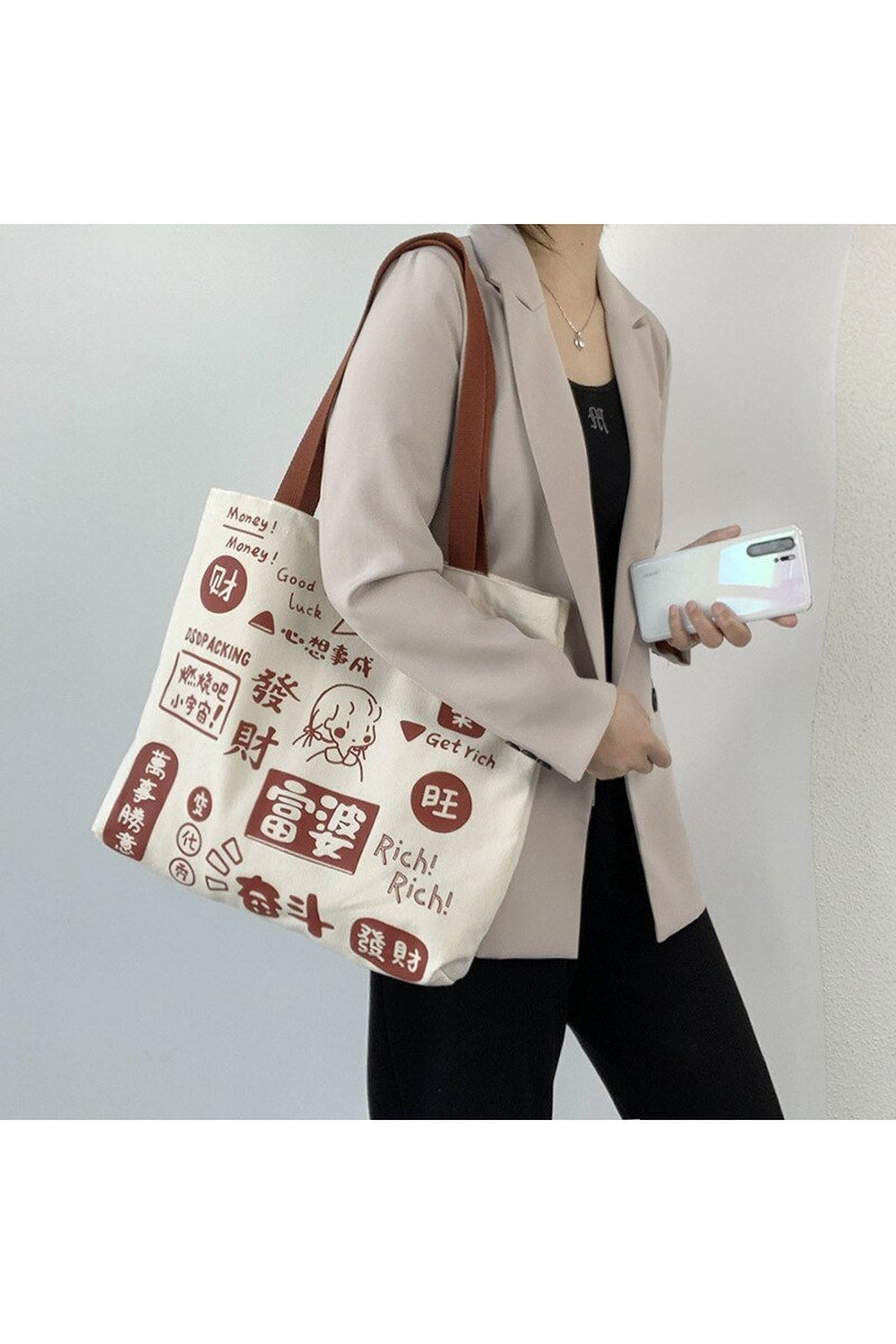 Korean Cartoon Canvas Shopping Bag