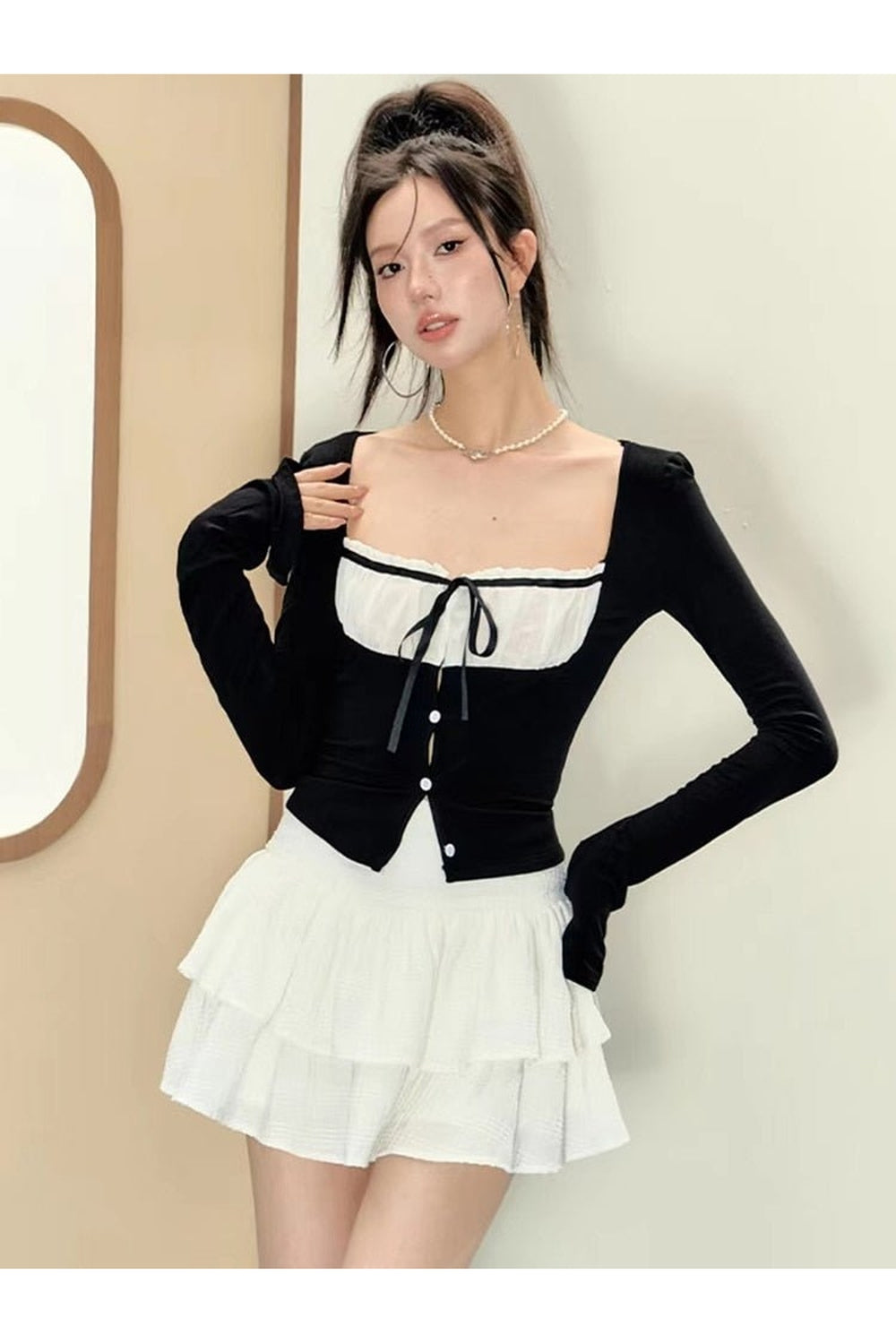 Korean Ruffle Outfit  2 Piece Set