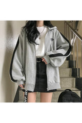 Korean Gray zip long sleeve sweatshirt