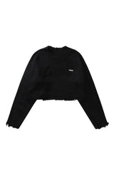 Fall Korean O-Neck Long Sleeve Crop Sweater