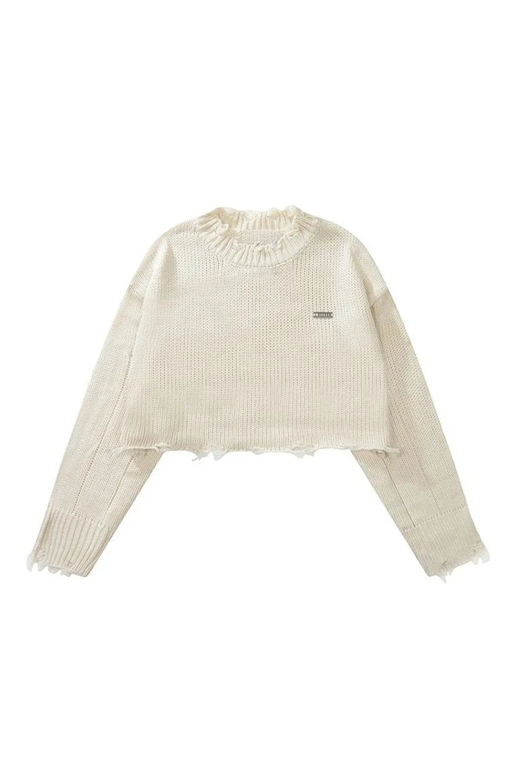 Fall Korean O-Neck Long Sleeve Crop Sweater