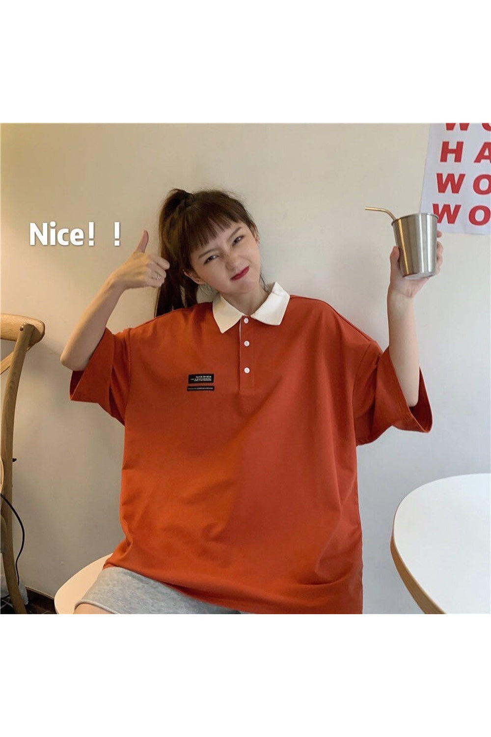 Koreanisches Pastell-Polo-T-Shirt