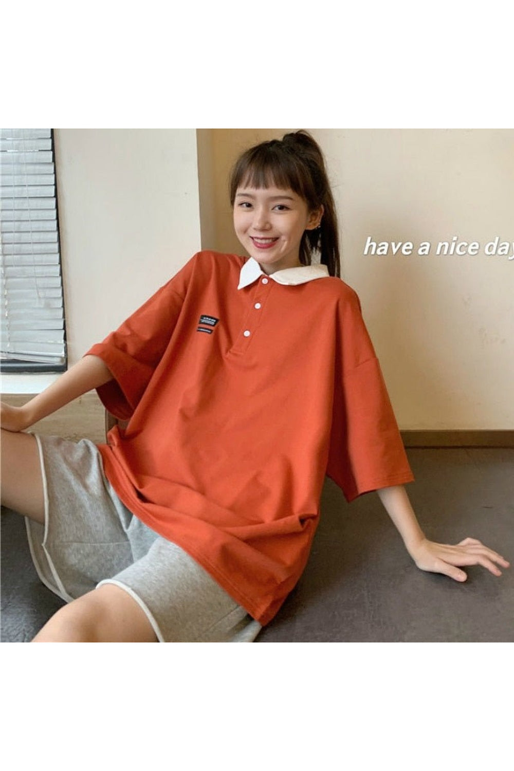Koreanisches Pastell-Polo-T-Shirt