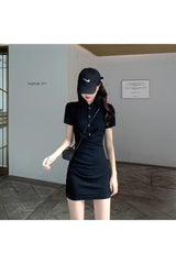 Korean Short Sleeve Cotton Dress