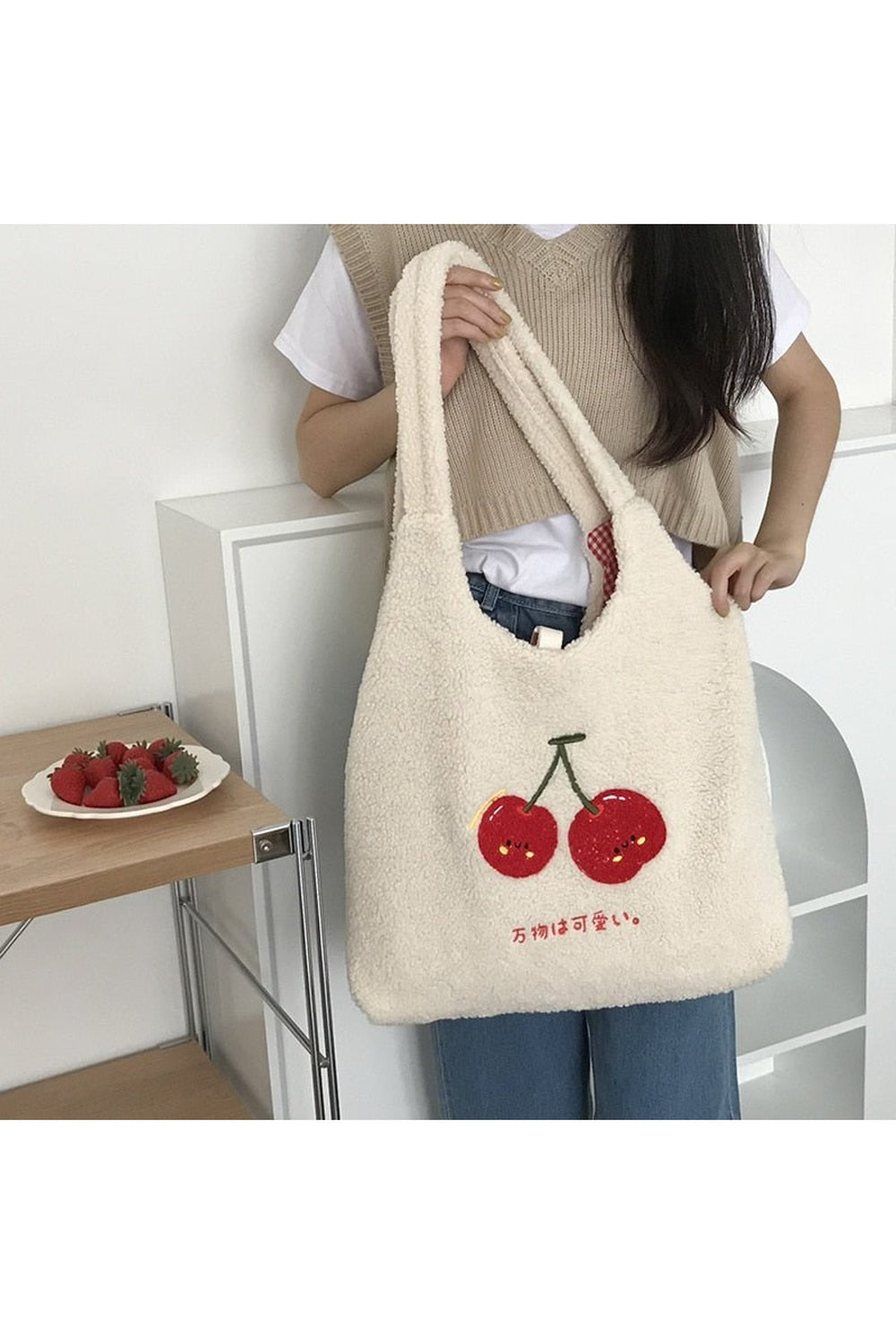 Korean Softie Plush Cherry Shoulder Bag