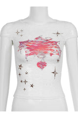 Lace Angelcore Graphic Crop Top