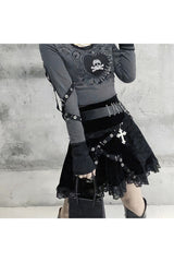 Spitzenbandage-Rock mit hoher Taille