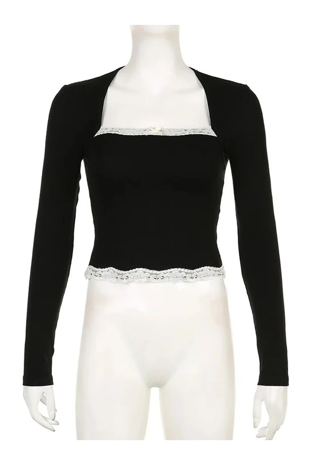 Lace Kissed Black Crop Top