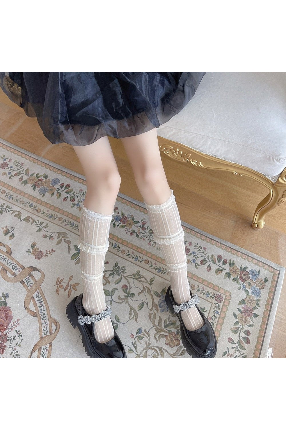 Bas Kawaii à volants en dentelle