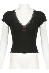 Lace Trim Gothic Crop Top