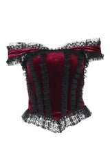 Lace Trim Off Shoulder Goth Corset Top