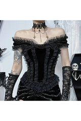 Lace Trim Off Shoulder Goth Corset Top