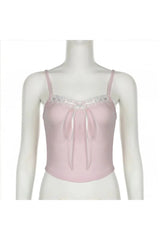 Lace Trim Pink Cami Top