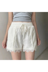 Lace-Trim Sporty Drawstring Shorts