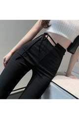 Lace-up High Waist Flare Pants