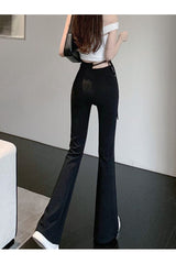 Lace-up High Waist Flare Pants