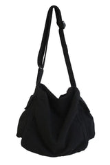 Large Capacity Solid Black Shoulder Bag