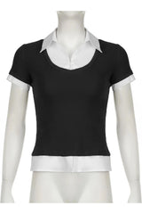 Layered Collared Contrast Top