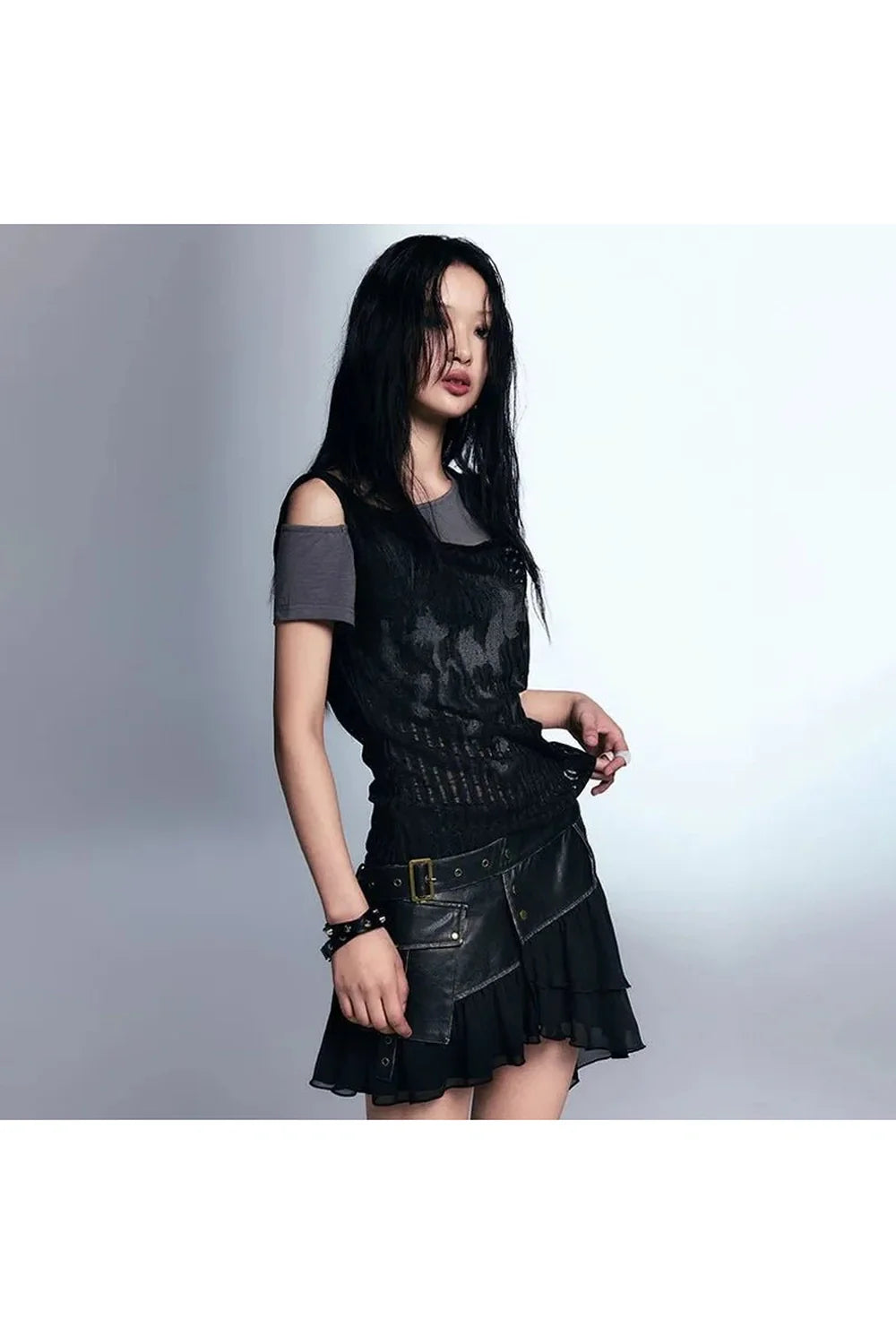 Mehrlagiges Grunge-Mesh-Top