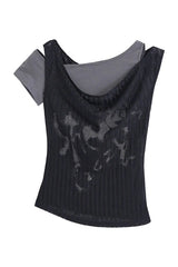 Mehrlagiges Grunge-Mesh-Top