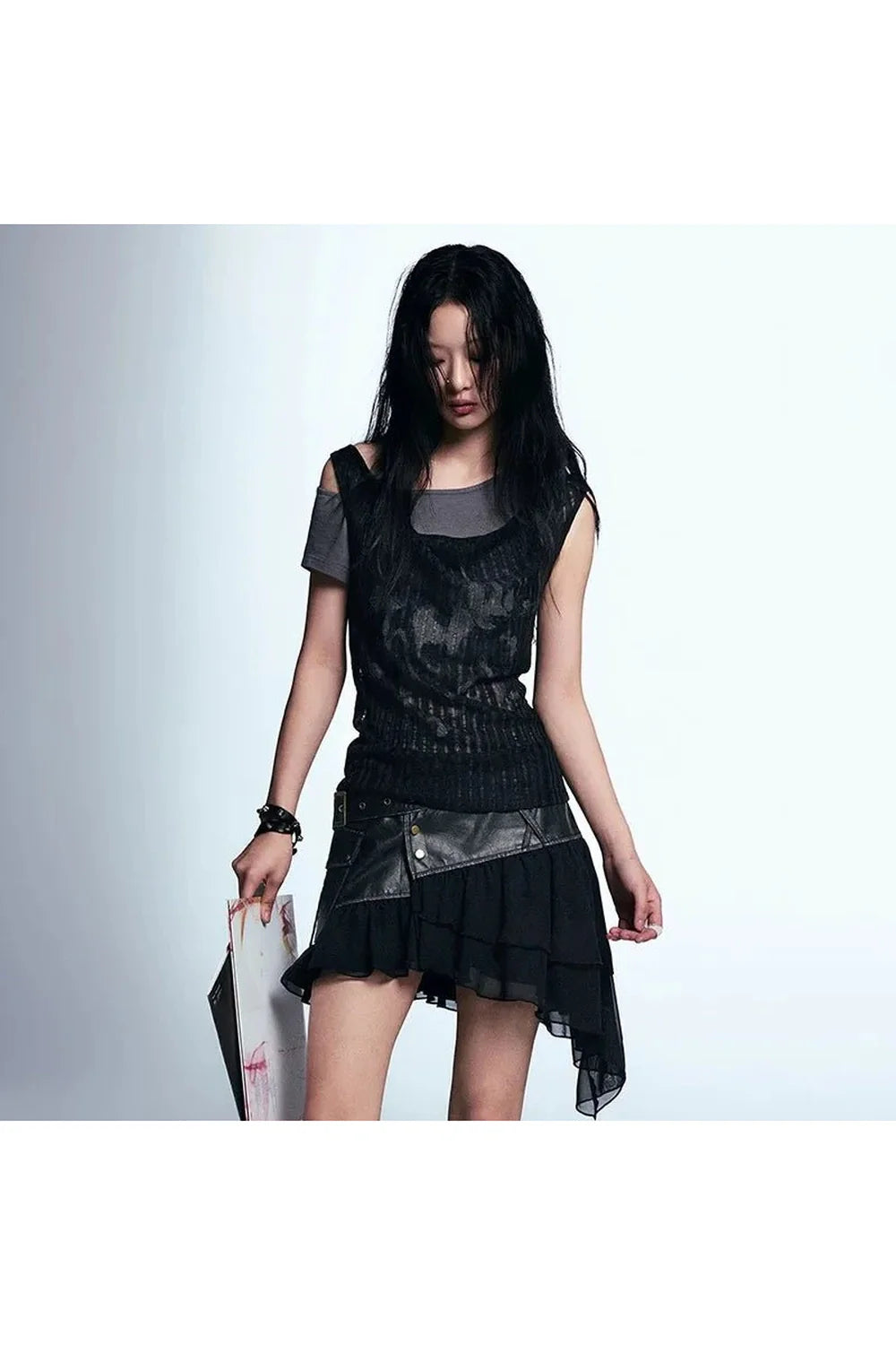 Mehrlagiges Grunge-Mesh-Top