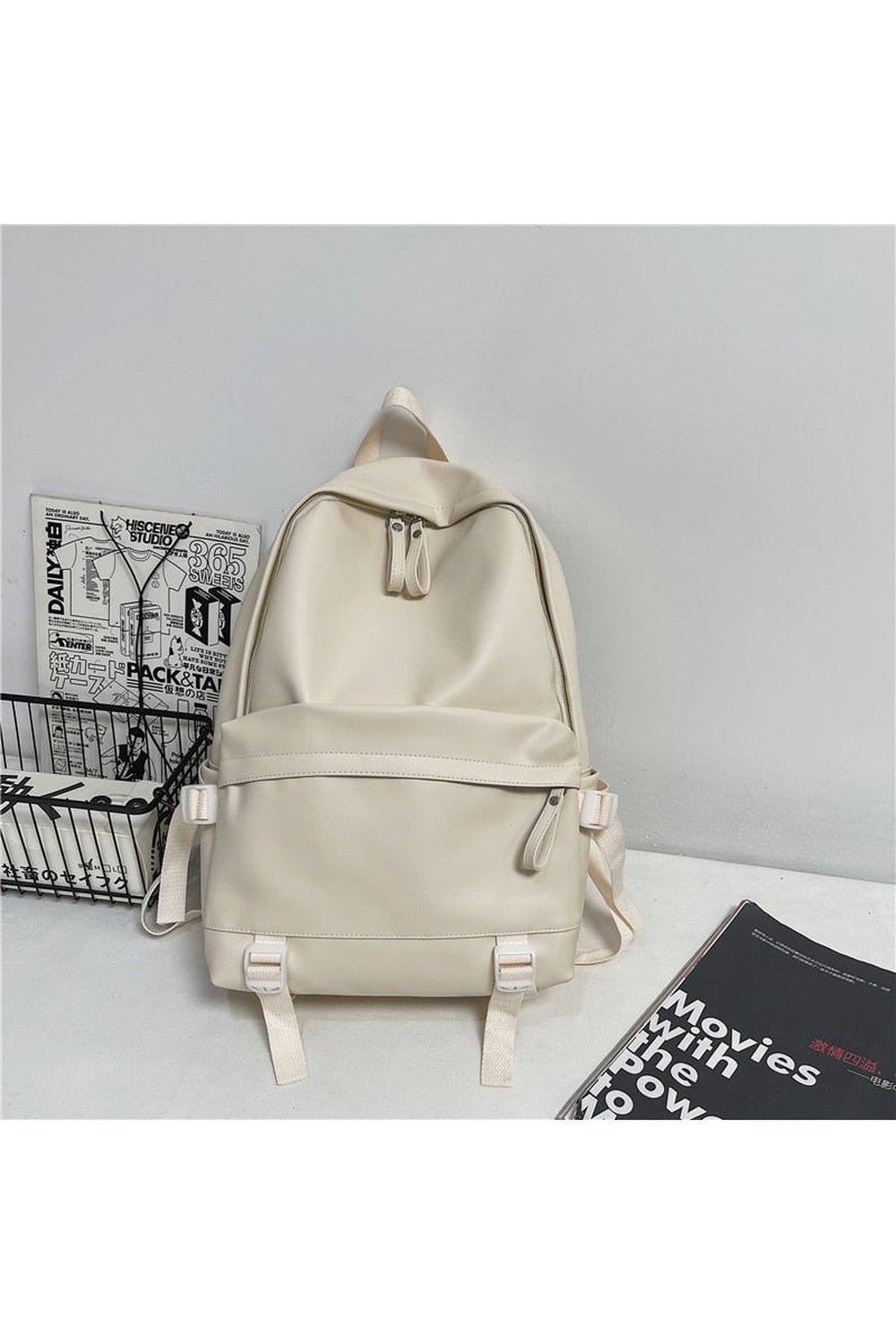 Leather Rucksack School Backpack