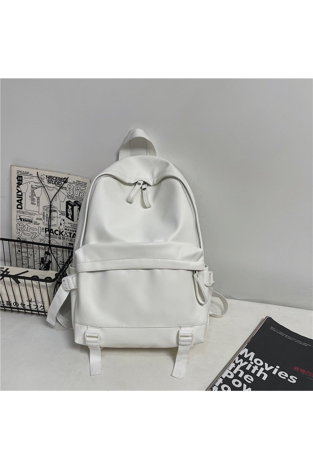 Leather Rucksack School Backpack