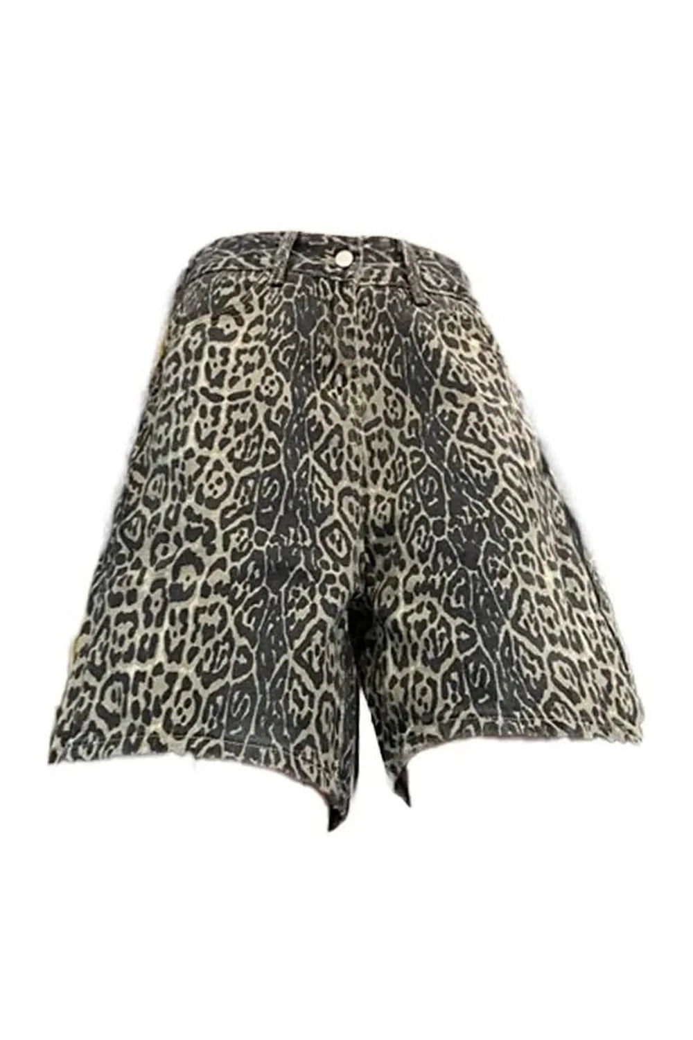 Leopard Denim Shorts