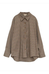 Light Academia Brown Plaid Vintage Shirt