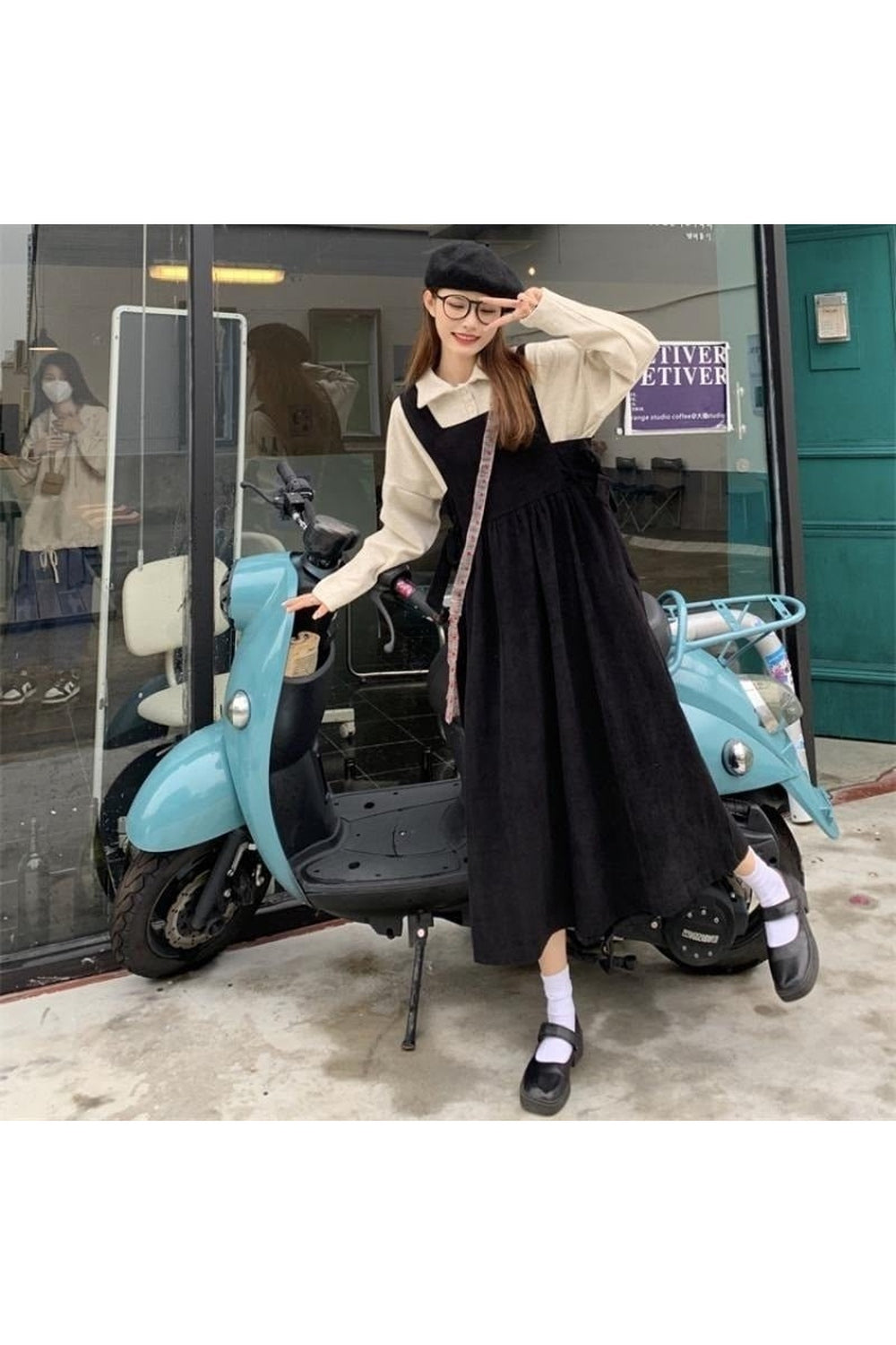 Light Academia Retro Midi Dress